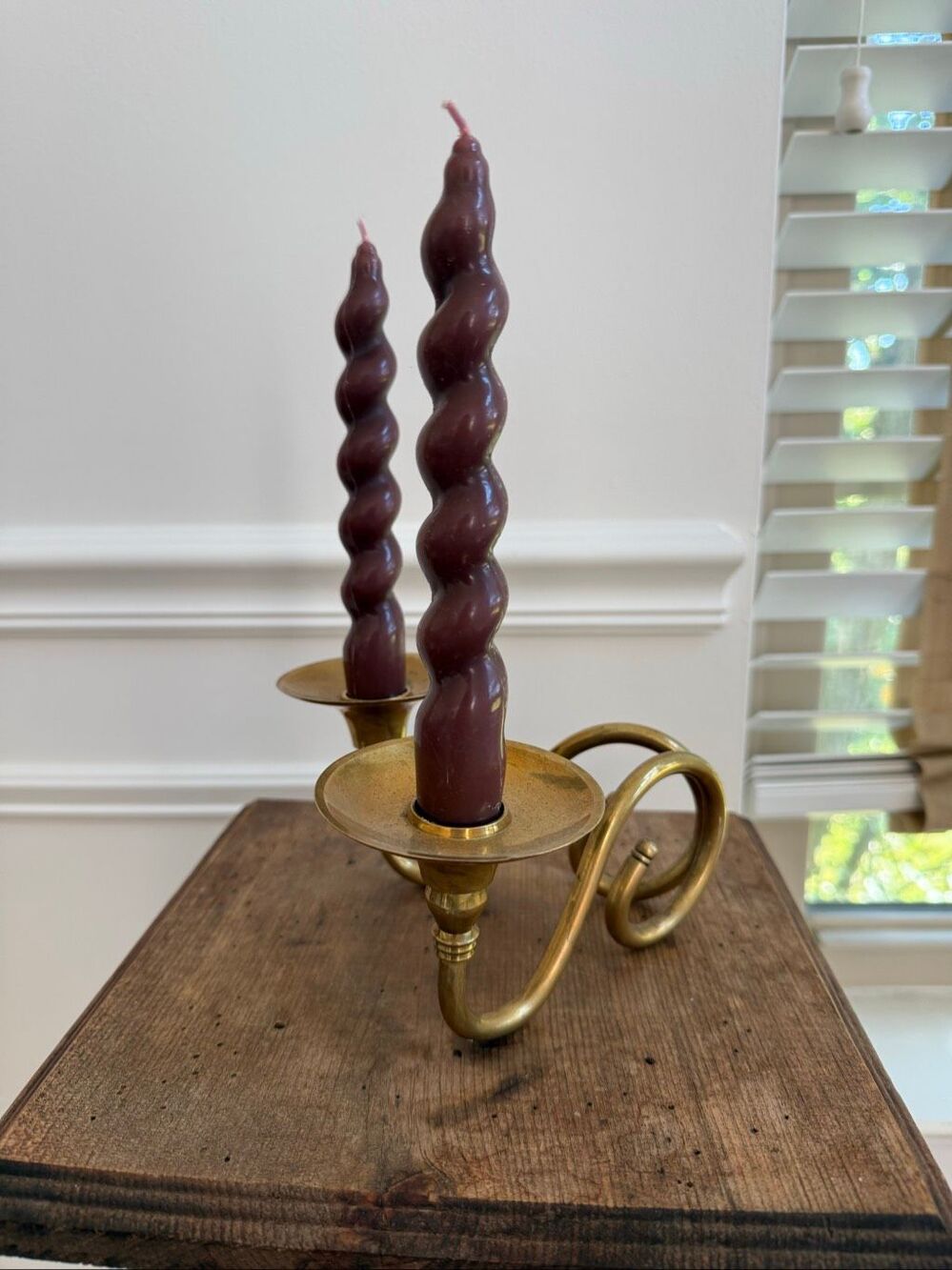 Vintage Double Arm Brass Taper Candle Holder